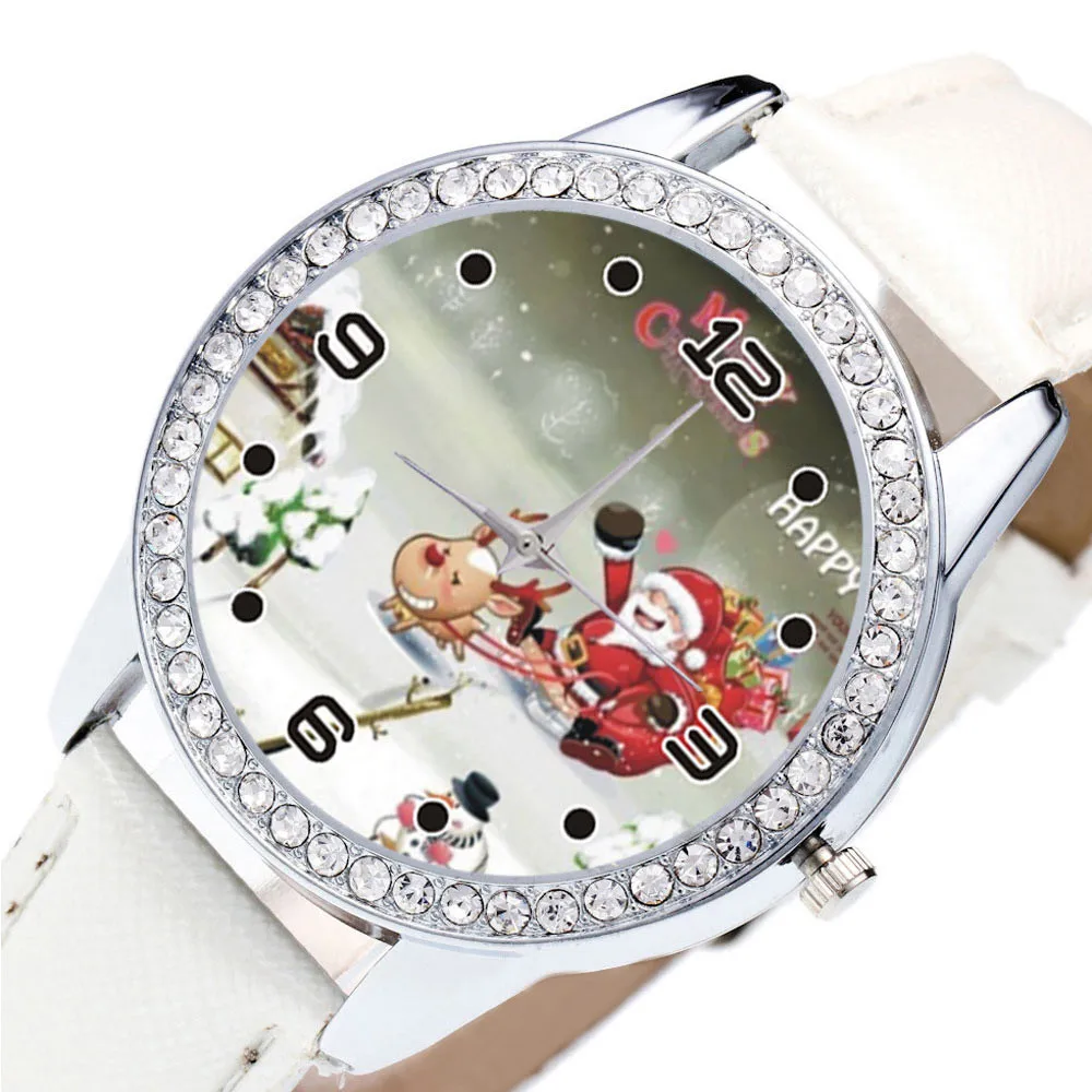 

Women Watch Christmas Diamond Leather Analog Quartz Vogue Wrist Watches Rhinestone Colorful Bracelet watch jewelry for women YE1