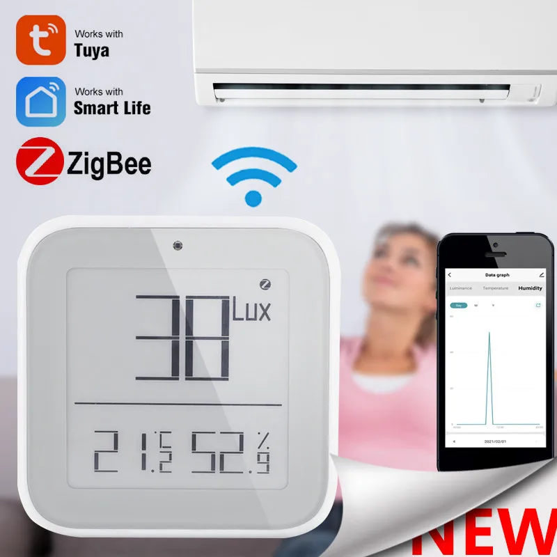 

Датчик температуры и влажности Tuya Zigbee, контроллер, внутренний гигрометр, термометр с ЖК-дисплеем для умного дома