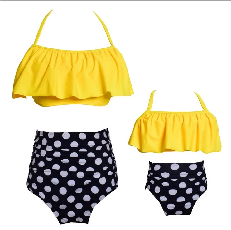 SHUJIN Female Children Baby Matching Family Bathing Suits Mother Girls Bikini Swimsuit For Mommy and Daughter Beach Swimwear | Мать и