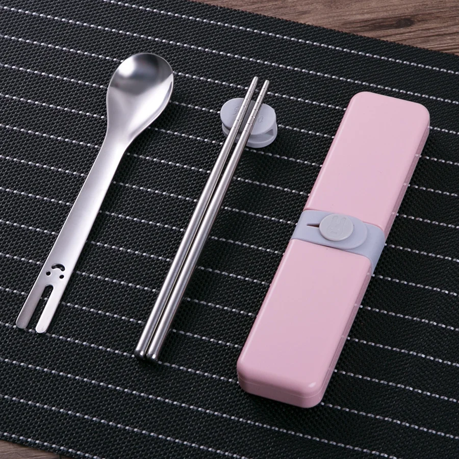 Портативный набор столовых приборов из нержавеющей стали мультфильм дети