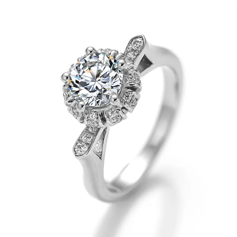 

5 Claw Moissanite Women Wedding Rings 1ct s925 Sterling Silver Round Cut Rings D Color Anniversary Engagement 4.25-7.5 inch
