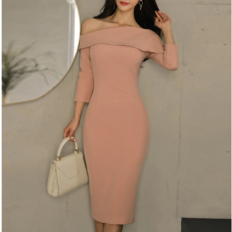 Женский Галстук для офиса с воротником простое облегающее платье карандаш