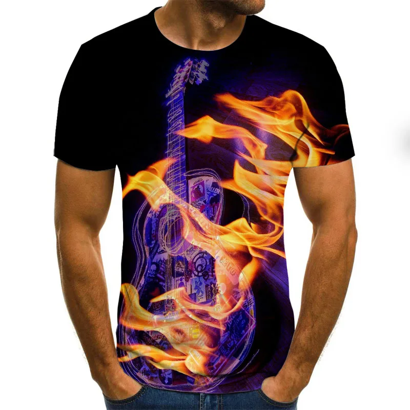 

2020 summer music and art instruments 3D printed fashion t-shirt unisex hip-hop style t-shirt street casual summer