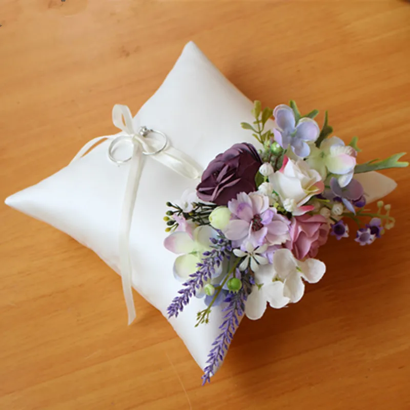Подушка для кольца Свадебный Цветочный девочек белый цветок розовый фиолетовый |