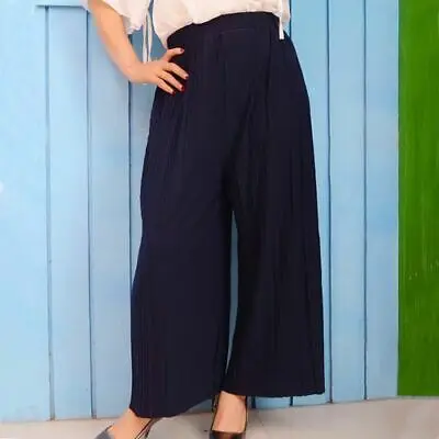 Летние широкие брюки женские плиссированные шифоновый эластичный пояс длинные
