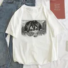 Японское аниме Атака Титанов футболка Леви  Акерман глаз принт забавные панк топы Ulzzang Harajuku свободная Готическая женская футболка