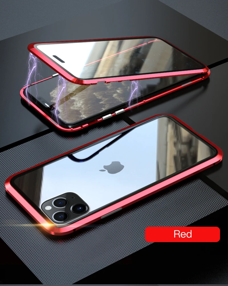 LUPHIE, Магнитный чехол на 360 градусов для iPhone 11 Pro Max, чехол, передний и задний стеклянный чехол для iPhone 11 pro Max, Магнитный чехол