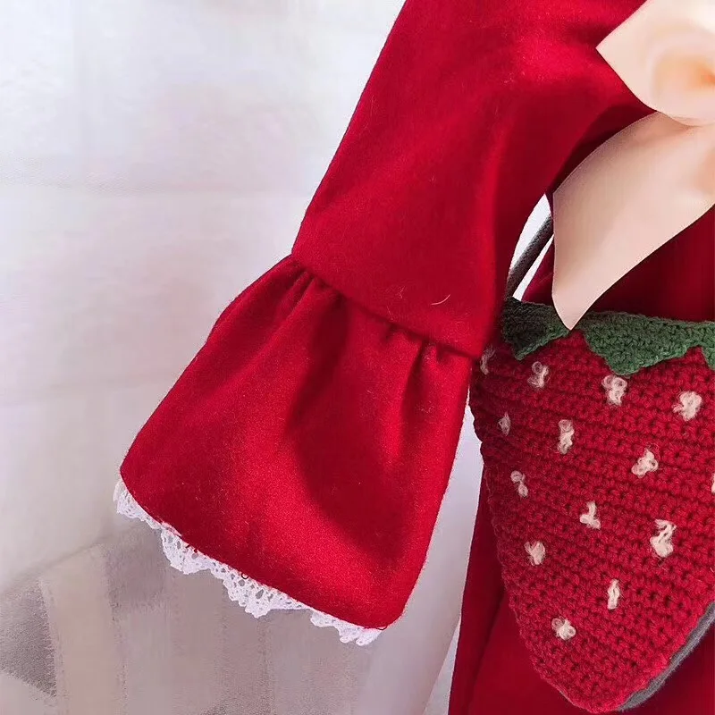 Осенне-зимнее красное шерстяное платье с длинными рукавами в винтажном