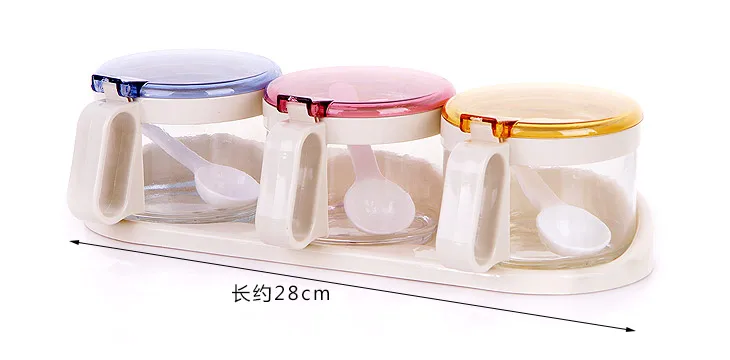 Стеклянный контейнер для хранения соли и перца с ложкой|storage box|container kitchenstorage box