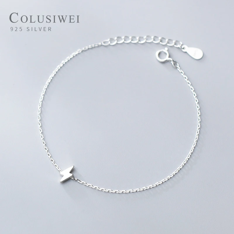 

COLUSIWEI реального чистый 925 стерлингового серебра Крошечные Lightning браслет для женщин простой серебряная цепочка женский модные украшения Bijoux ...