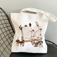 kpop women canvas bag shopper kawaii printing female cotton cloth handbag tote harajuku kawaii print reusable shoulder bags
