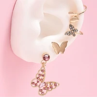 new fashion combination butterfly inlaid diamond earrings for women jewelry