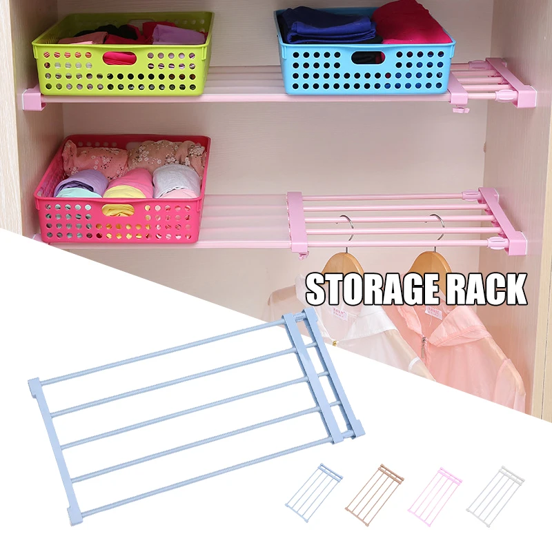 Closet Tension Shelf Adjustable Expandable Closet Rack Diy Divider Separator For Cabinet Bathroom Household Storage Rack