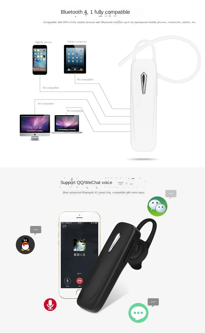 

Wireless Bluetooth Headset Mini Bluetooth 4.1 Ear-mounted Sports Running Stereo