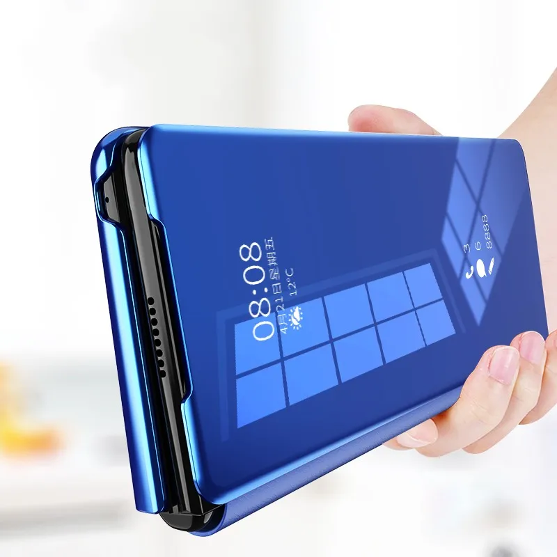 Smart Flip Case For Samsung Galaxy Z Fold 2 5G W21 W20 Mirror Plating PU Leather Kickstand Shockproof Phone Cover Funda