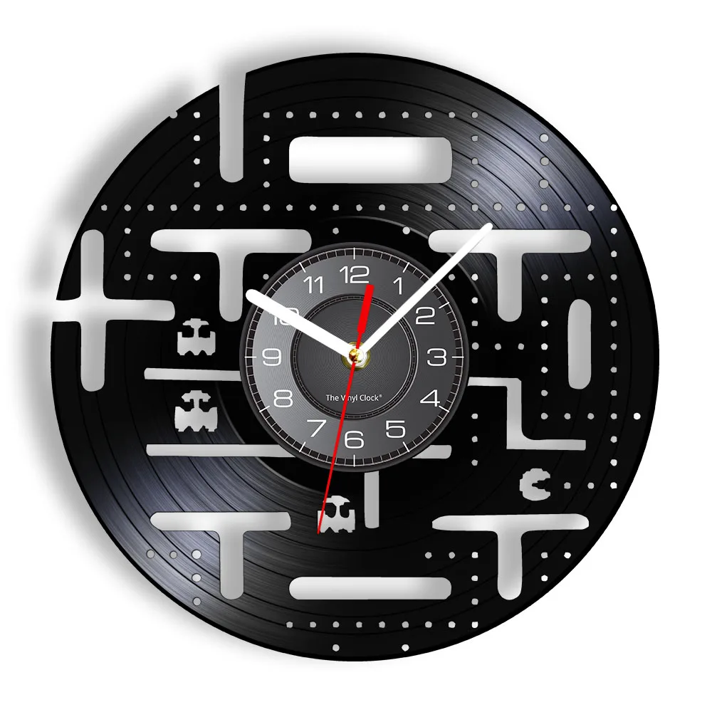 Retro Video Game Vintage Vinyl Record Wall Clock For Boys Game Room Re-purposed Record Clock Watch Unique Play Room Wall Decor