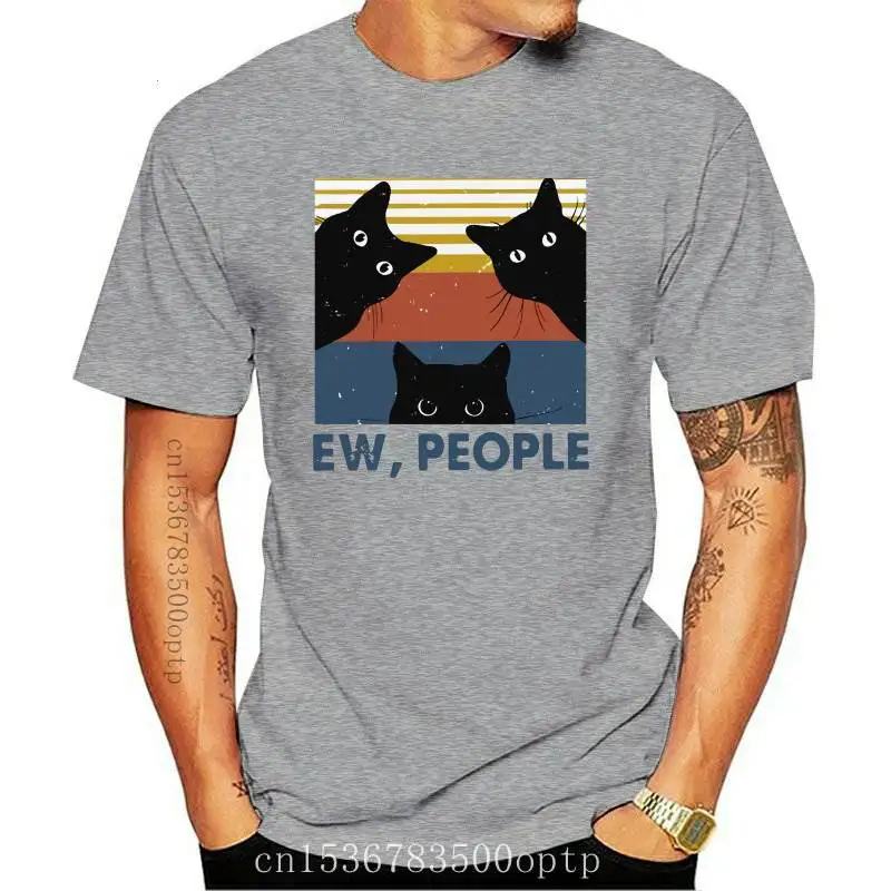 

Новинка 2021, лето 2021, модная мужская футболка с коротким рукавом, с изображением котенка, забавные повседневные топы с принтом черного котенк...