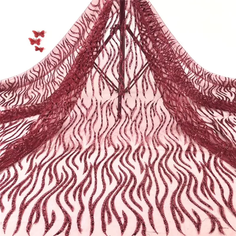 

NaXiu Elegant Style French Tulle Lace Fabric With Handmade Beaded For Wedding Party Dresses High Quality African Lace Fabric