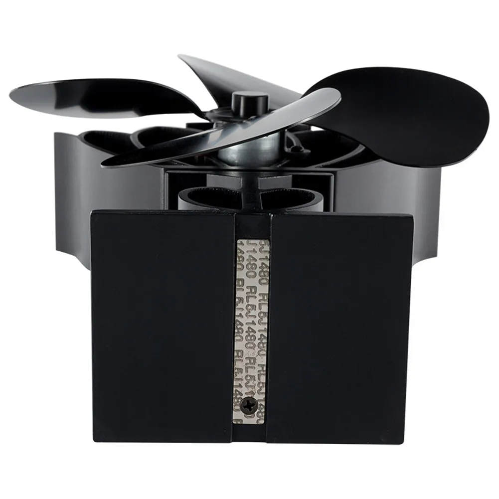 Черный вентилятор для камина 4 лезвия Вентилятор печи работающий от тепловой