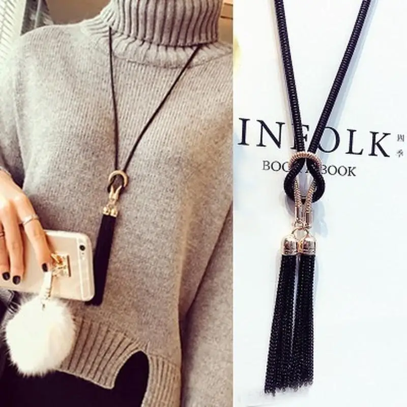 

2020 Simple Pendant Necklace Tassel Necklace Long Sweater Chain Statement Jewelry Leaf Necklace for Women Wholesale Sales