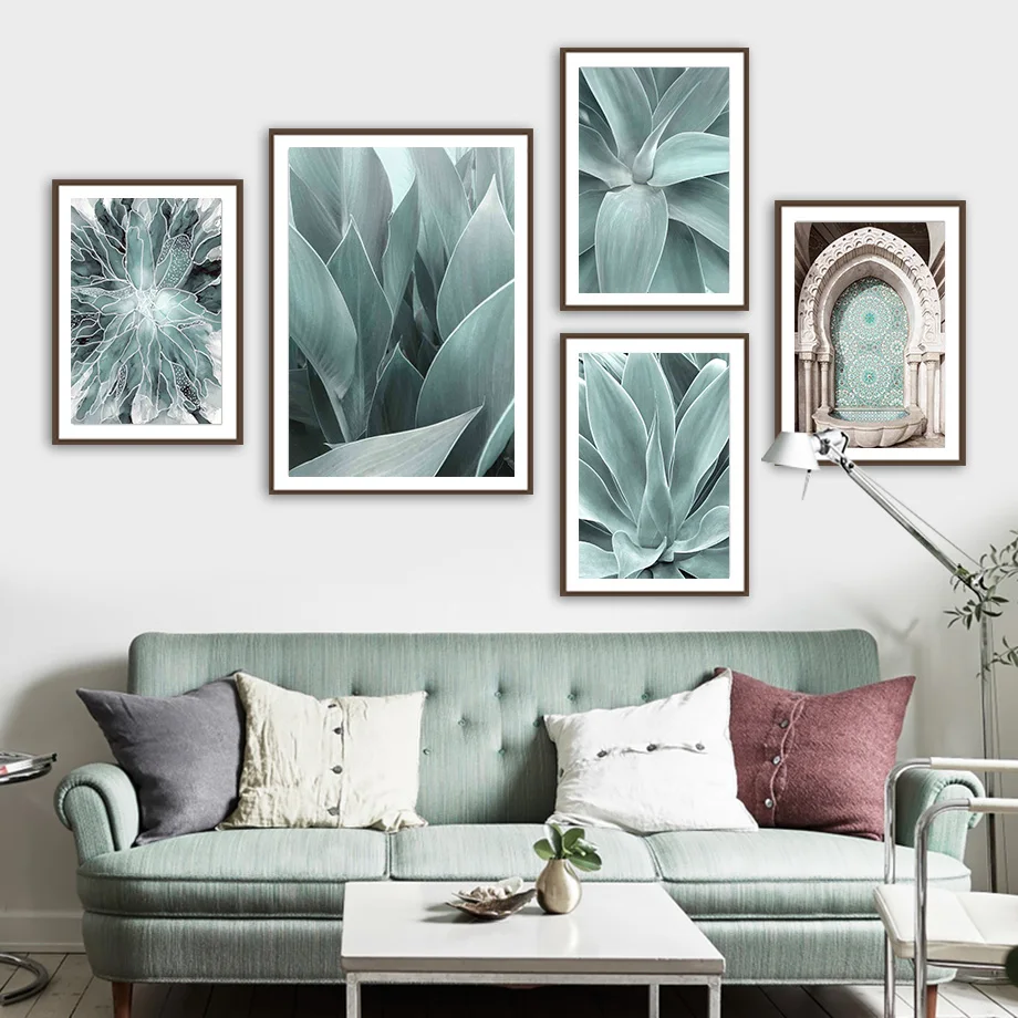 

Monstera Agave Moroccan Arch Door Plant Wall Art Canvas Painting Nordic Posters And Prints Wall Pictures For Living Room Decor