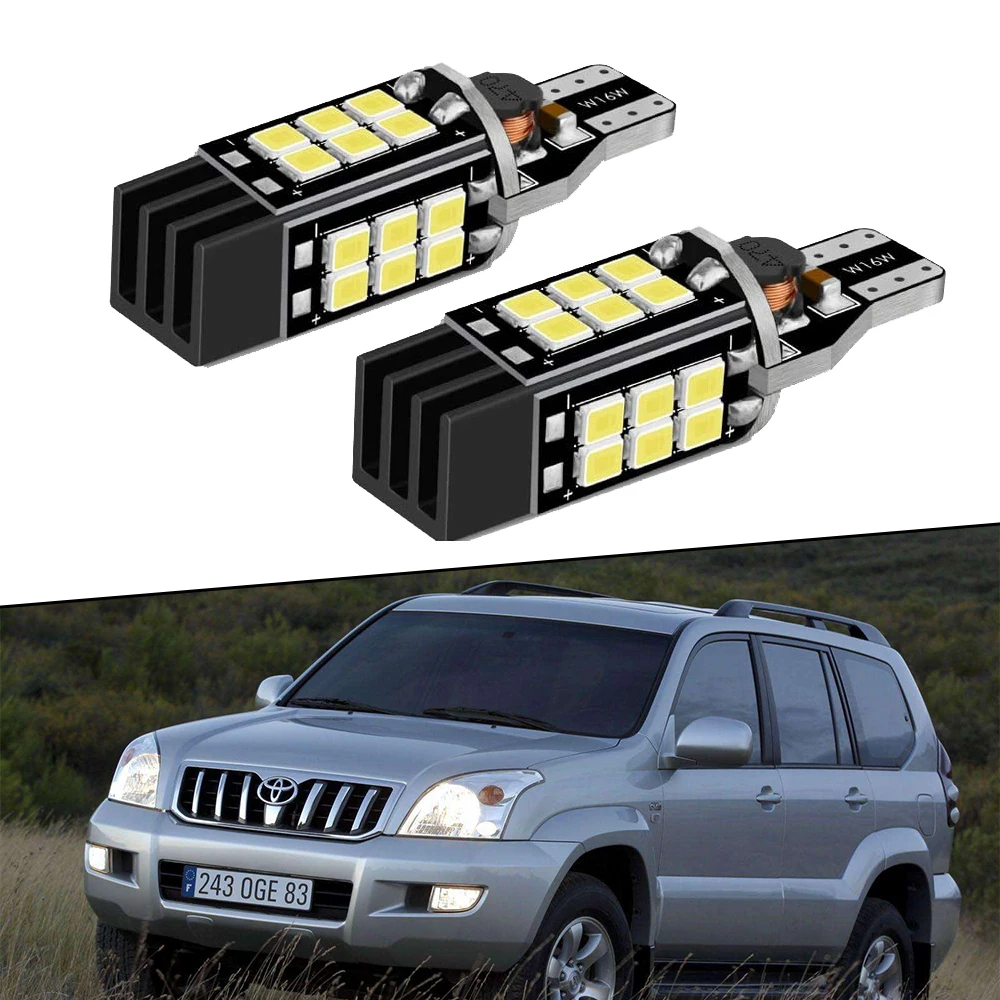 

2x W16W T15 светодиодный лампы 24SMD Canbus резервная светильник 921 912 лампы для Toyota Land Cruiser Prado J100 J120 J150 1997 ~ 2020
