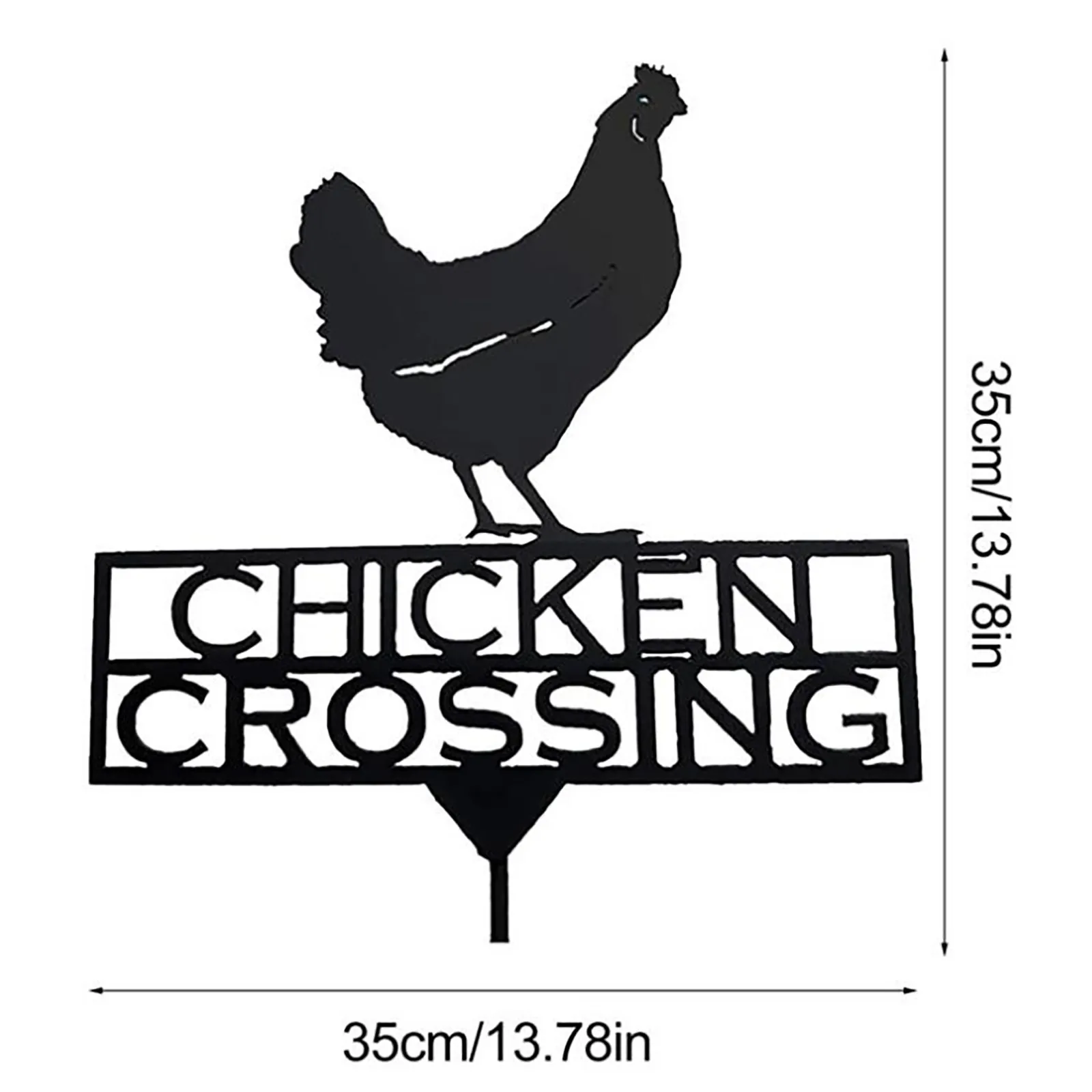 

Chicken Crossing Yard Sign Funny Novelty Metal Farm Organic Country Home Decor Garden Plug-In Decoration Lawn Ground Insert Sign