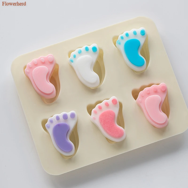 Форма детского следа 6 емкостей силиконовая форма для мыла ручной работы сделай