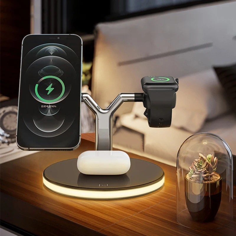 

3 in 1 Magnet Qi Fast Wireless Charger For Magsafe iPhone 12 Mini Pro MAX 15W Fast Wireless Charger For Apple Watch Airpods pro