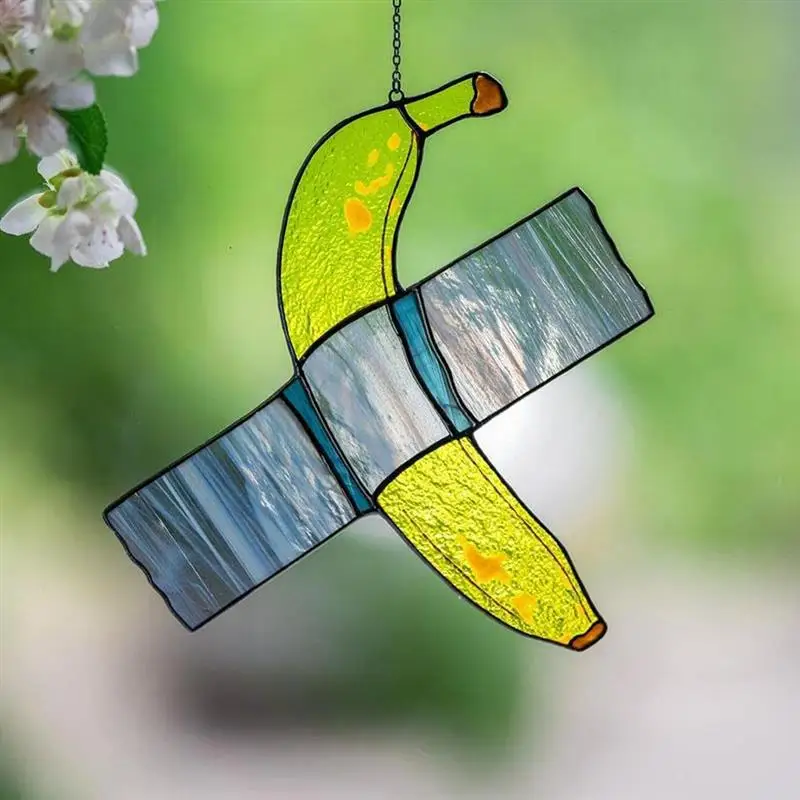 

Витражная панель для окна в виде банана, украшение для дома, макраме, комнатный декор, Настенный декор в скандинавском стиле бохо