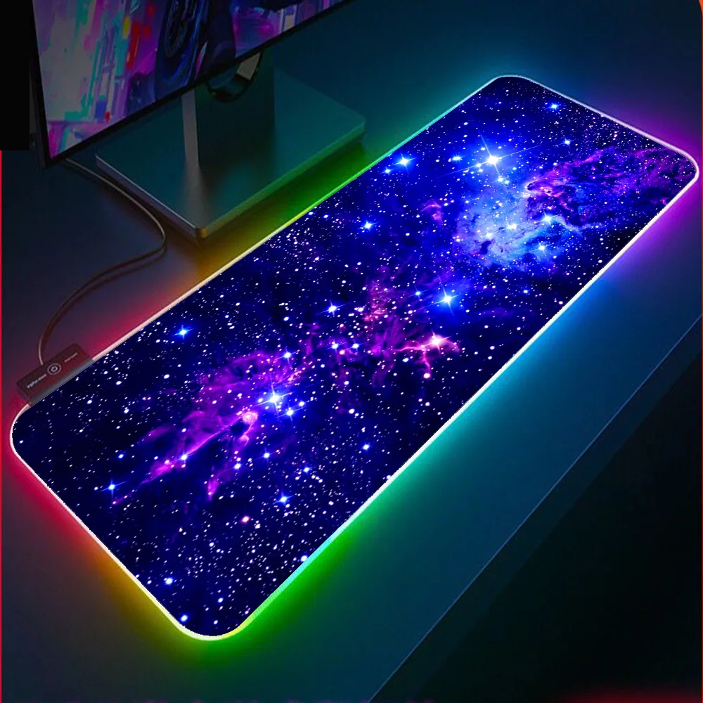 Голубая звезда Rgb Мышь Pad XXL компьютерный коврик с клавиатурой игровой аксессуары