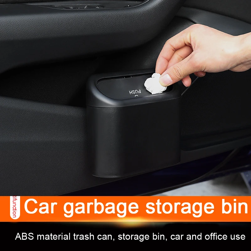

Car Dump Car Trash Bin Hanging Vehicle Garbage Case Storage Box Abs Square Pressing Type Trash Can Auto Interior Accessories