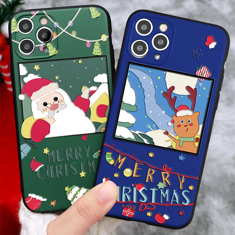 3D чехол с изображением рождественского оленя Санта Клауса для iPhone 11Pro XR XS Max 7 8 6 6S