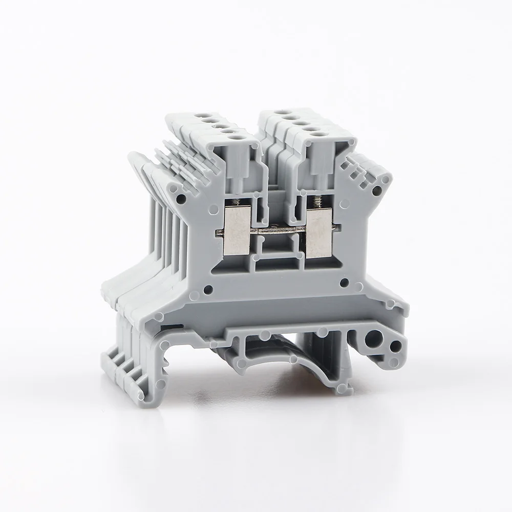 Wire Conductor Din Rail Terminal Block 10Pcs UK-1.5N Universal Screw Connection Wire Connector Block Terminal Strip Block 16awg