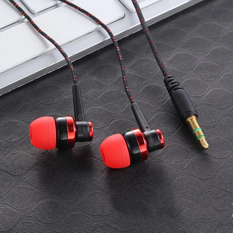 

1PCS Wired Earphone Stereo In-Ear 3.5mm Nylon Weave Cable Earphone Headset with Mic for Laptop Smartphone Gifts