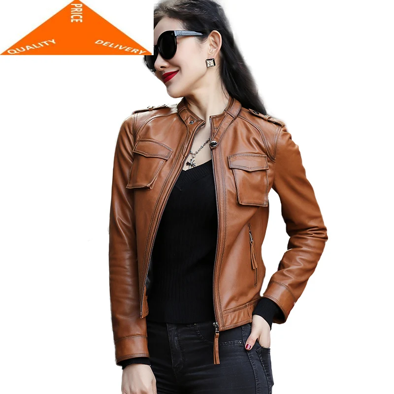 

Женская уличная куртка из натуральной овечьей кожи, куртка из 100% натуральной кожи для весны и осени, 9294