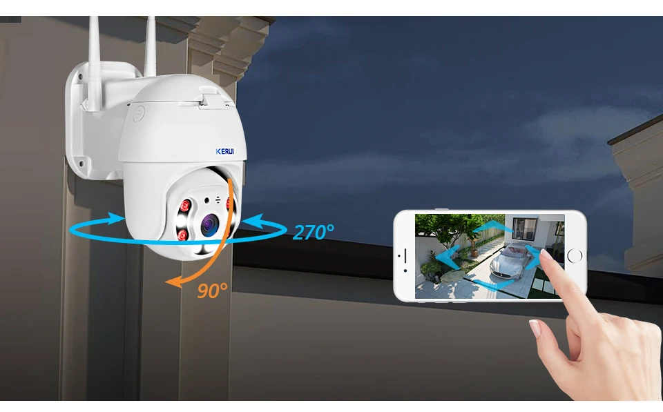 KERUI уличная Водонепроницаемая беспроводная 1080P 2MP PTZ WiFi ip-камера, скоростная купольная камера H.264+ IR для домашней безопасности, видеонаблюдения
