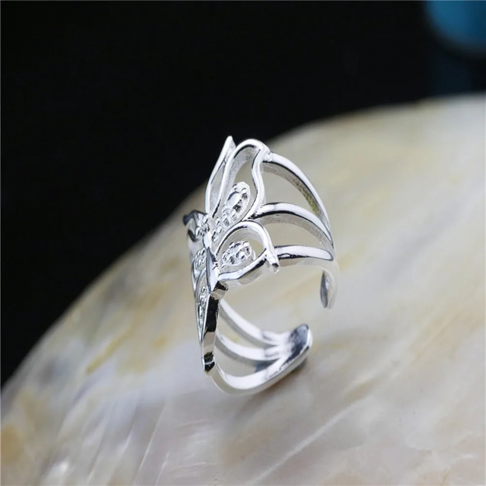 Женское кольцо из серебра 925 пробы с бабочкой|ring adapter|silver sunflower ringring din |