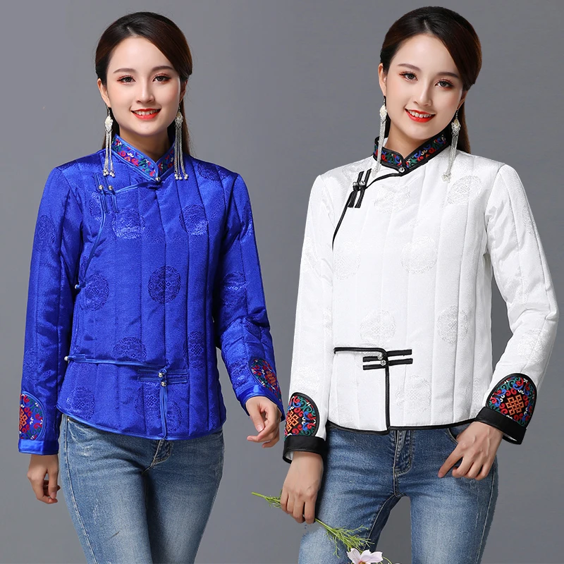 Ethnic costume Long Sleeve Cotton silk Traditional Chinese Clothes Tang Suit Top  Women winter festival coat