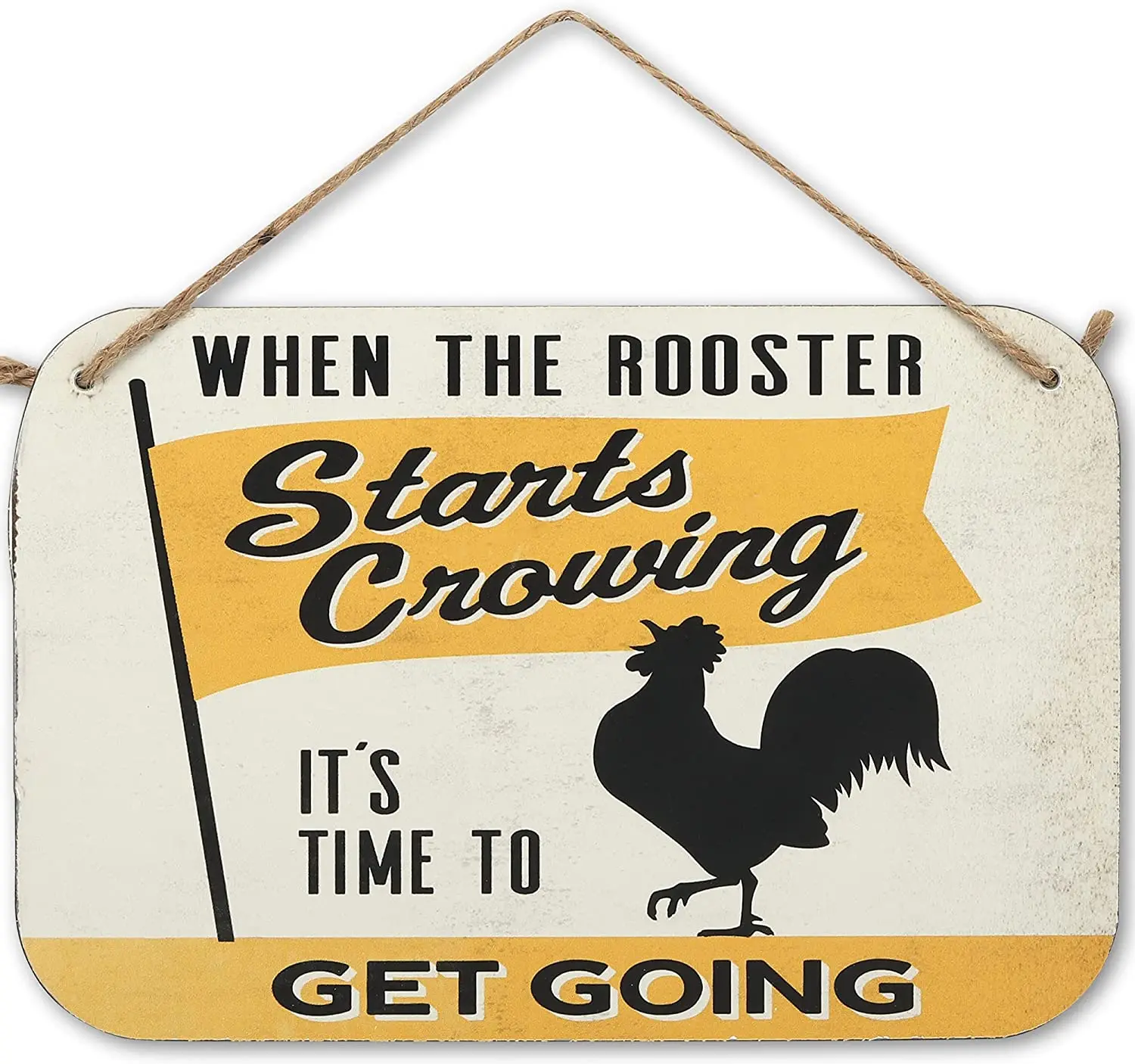 

Open Road Brands When The Rooster Starts Crowing Metal Sign - Funny Vintage Wall Décor for Farmhouse Kitchen, Dining Room,