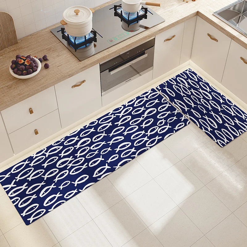 

Waterproof Oilproof Moder kitchen Carpet PVC Cartoon Mat Kitchen Floor Door Mat Anti-slip Mats Home Entrance Front Door Doormats