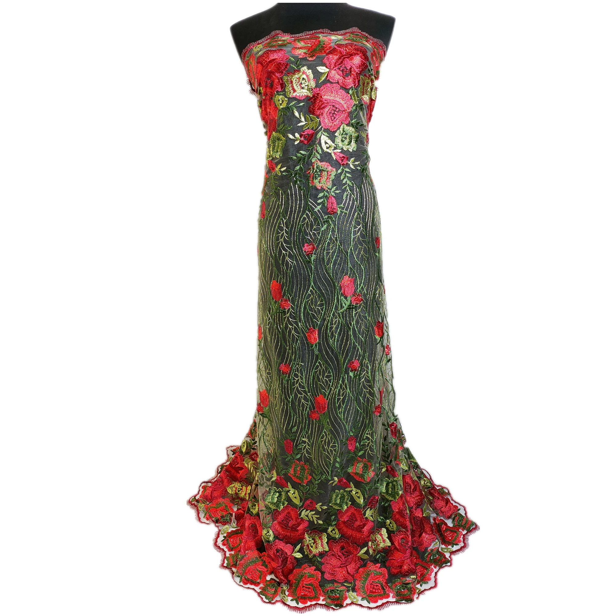 Французские кружевные ткани разных цветов с большим цветочным узором для