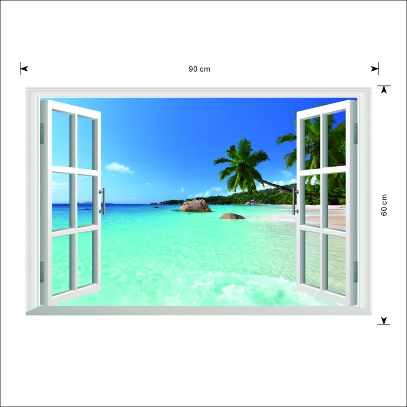 Ocean Beach 3D Living Room Wall Decorative Decals | Дом и сад