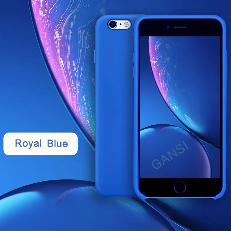 Royal blue Официальный силиконовый чехол для iPhone 11 Pro MAX XR X Xs MAX чехол s для apple iPhone 7 8 Plus 6 6s 5 5S SE чехол с логотипом - Цвет: Royal blue