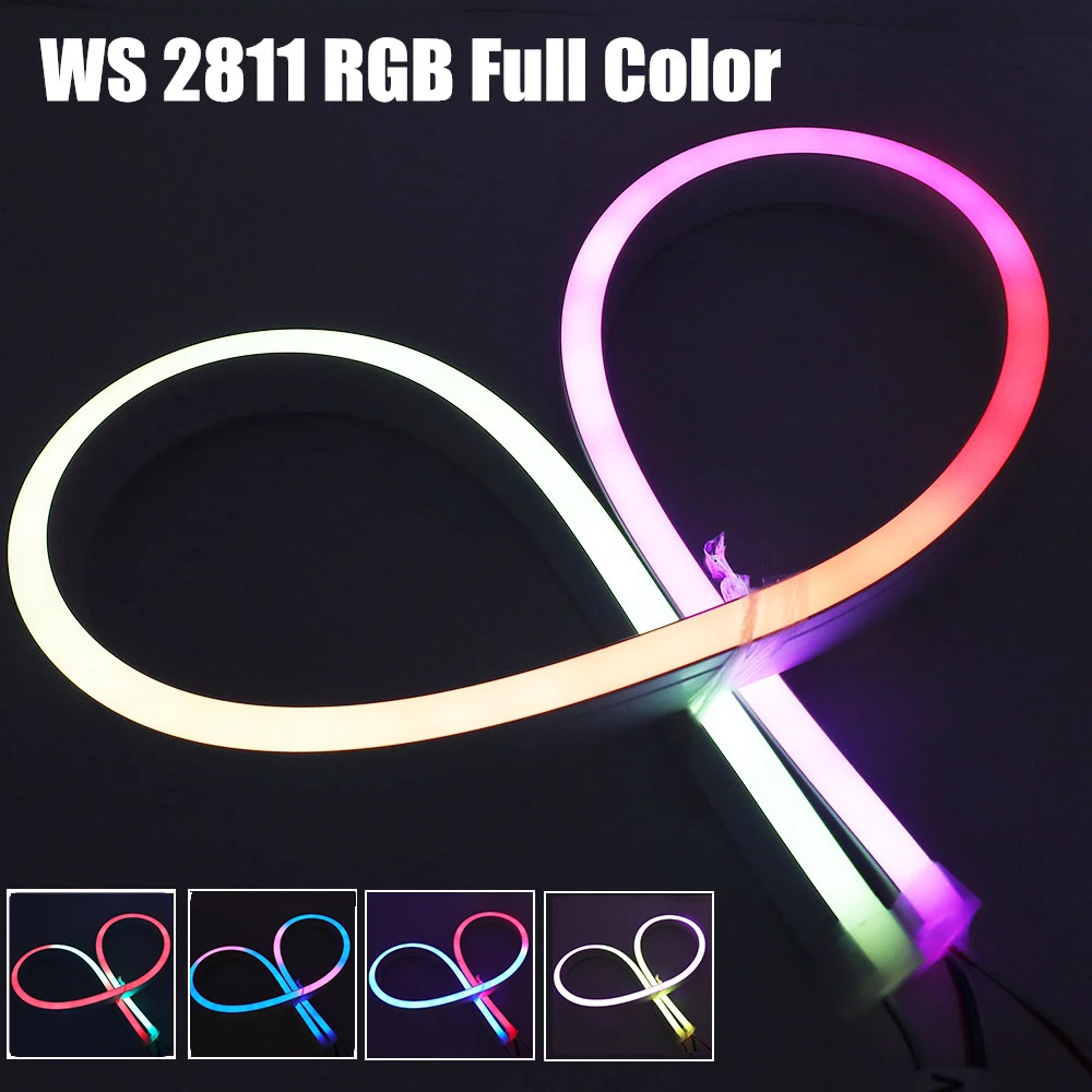 

RGB Neon Strip Waterproof DC12V WS2811 IC Full Color 5050 LED Strip Light DC 5V SK6812 Neon Sign Rope Tape Lamp Lighting