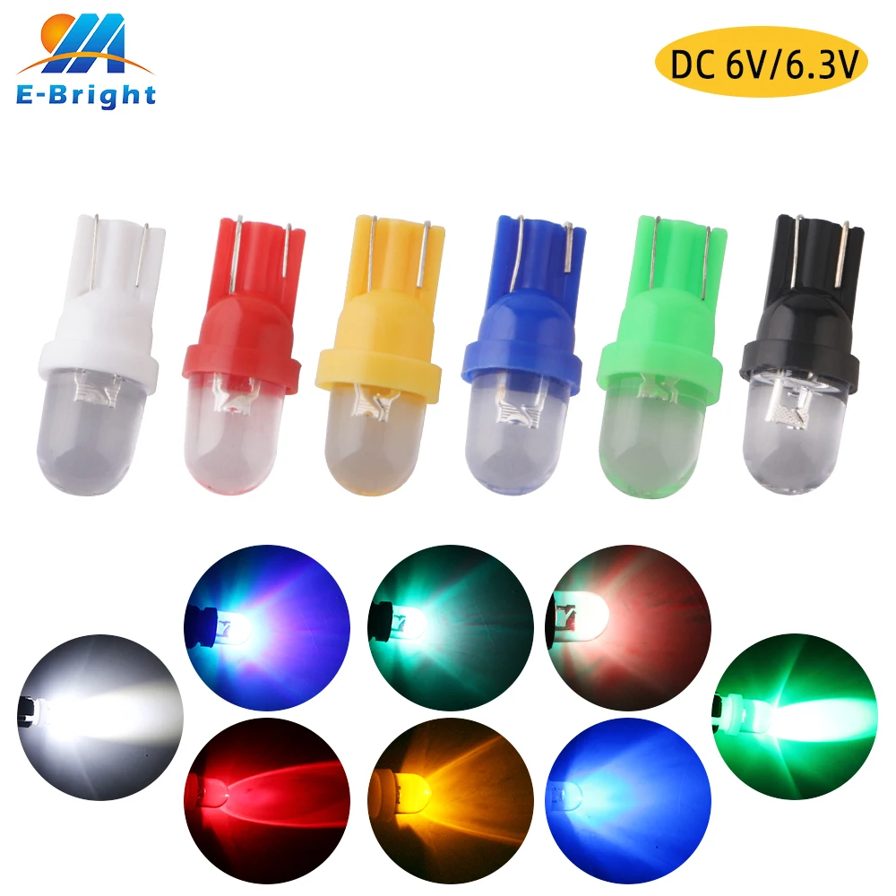 

Светодиодная лампа T10 W5W, 6,3, 555, 158, 192, 168, 194, белый, синий, RGB, красный, зеленый, янтарный, 10 шт., 6 В постоянного тока, лампы для пинбола в