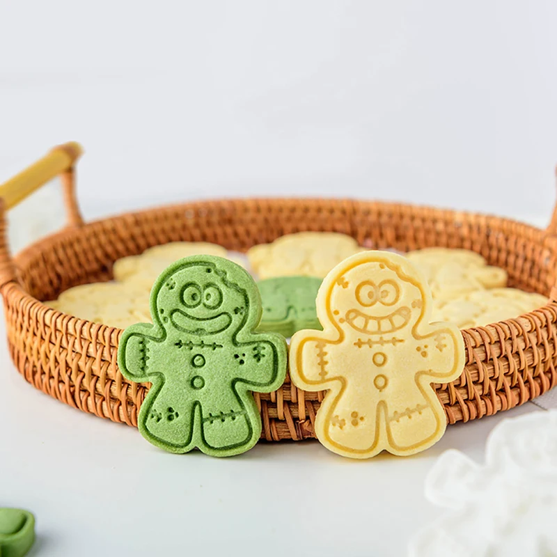 Christmas Gingerbread Cake Cookie Press Stamp Embosser Cutter Mould Decor Tool
