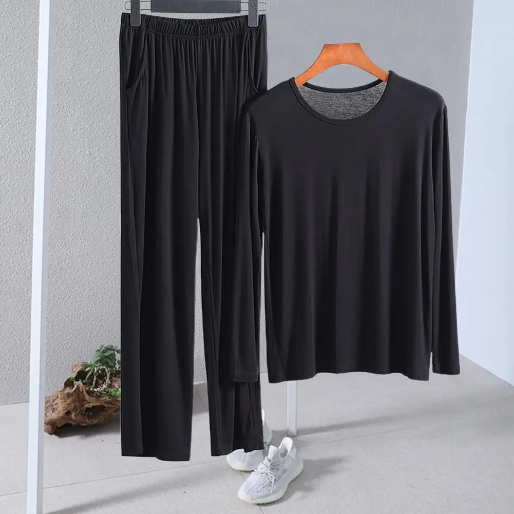 

2PCS Men Ice Silk Pajama Sets Solid Color Long Sleeve Shirts & Long Pant Pijamas Male Summer Sleepwear Nightwear pyjama homme