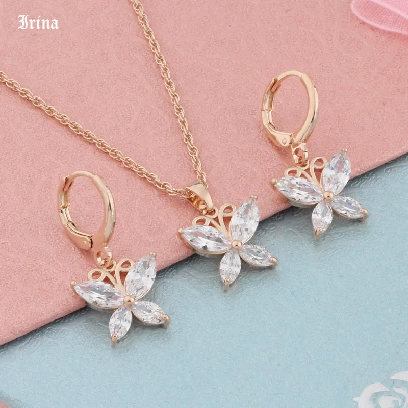 

Fashion Rose Gold Color Jewelry Sets For Women Necklace Earrings Zircon Jewelry 2022 Jewelry Bridal Jewelry Set