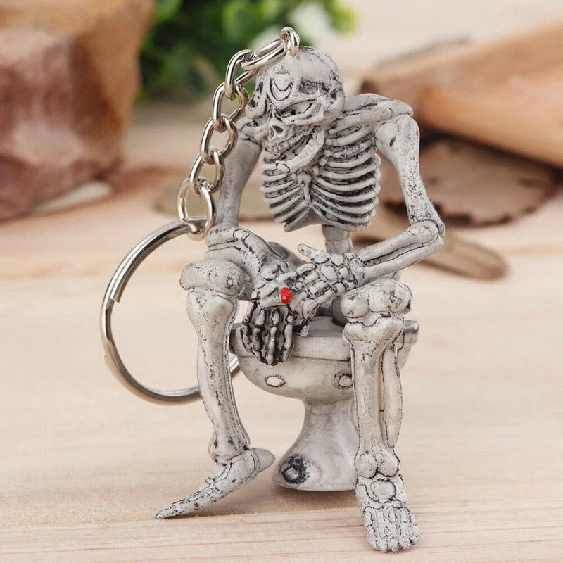 

1Pc Cool Men Creative Alloy Keyfob Car Keyring Keychain Key Chain Skull Toilet Gift Key Chain Key Ring Accessories Universal
